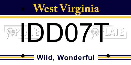 IDD07T West Virginia License Plate
