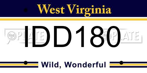 IDD180 West Virginia License Plate