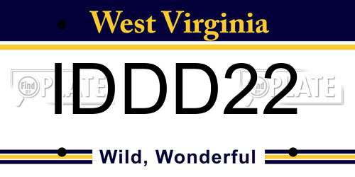 IDDD22 West Virginia License Plate