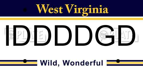 IDDDDGD West Virginia License Plate