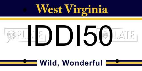 IDDI50 West Virginia License Plate