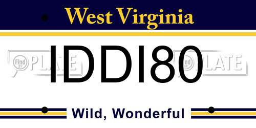 IDDI80 West Virginia License Plate
