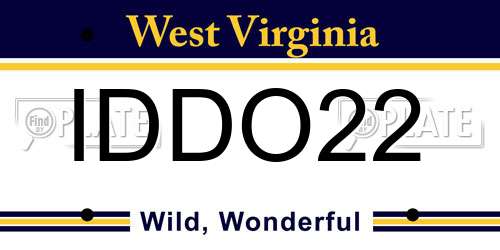 IDDO22 West Virginia License Plate
