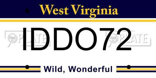 IDDO72 West Virginia License Plate