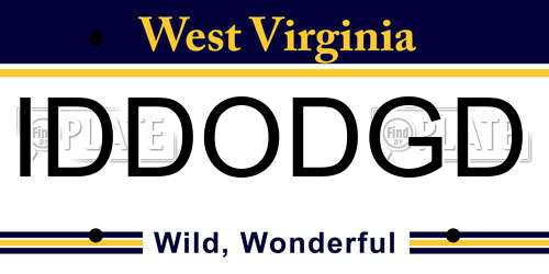 IDDODGD West Virginia License Plate