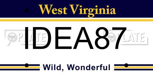 IDEA87 West Virginia License Plate