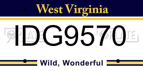 IDG9570 West Virginia License Plate
