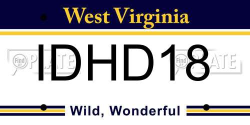 IDHD18 West Virginia License Plate
