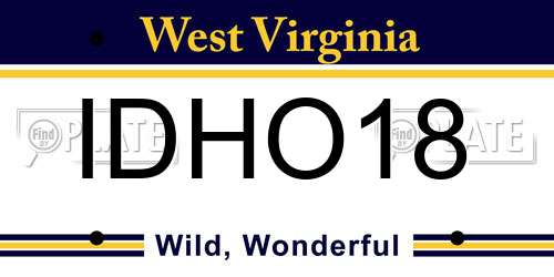 IDHO18 West Virginia License Plate