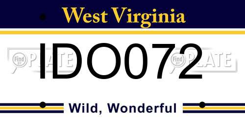 IDO072 West Virginia License Plate