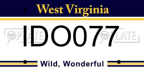 IDO077 West Virginia License Plate