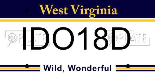 IDO18D West Virginia License Plate