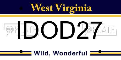 IDOD27 West Virginia License Plate