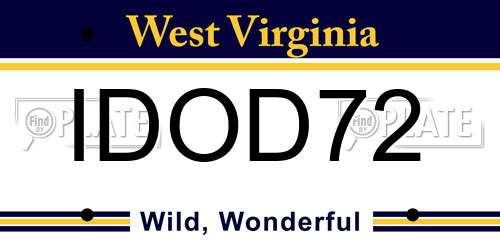 IDOD72 West Virginia License Plate