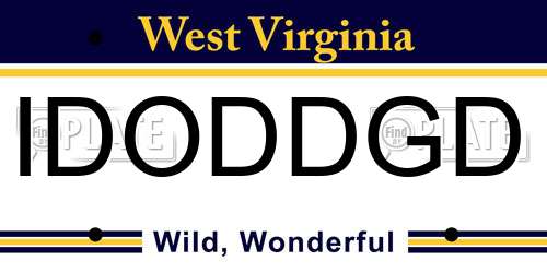 IDODDGD West Virginia License Plate