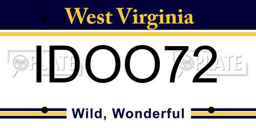 IDOO72 West Virginia License Plate