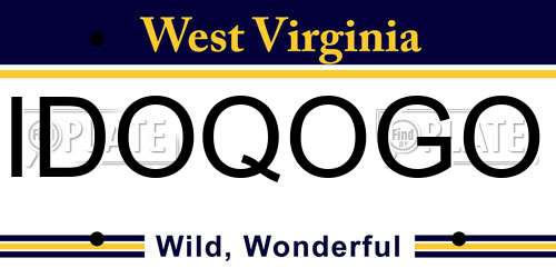 IDOQOGO West Virginia License Plate