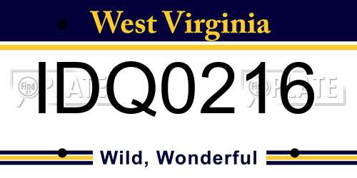 IDQ0216 West Virginia License Plate