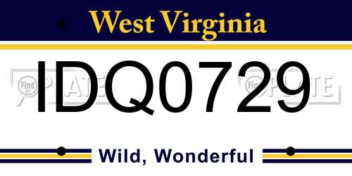 IDQ0729 West Virginia License Plate