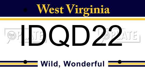 IDQD22 West Virginia License Plate