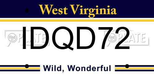 IDQD72 West Virginia License Plate