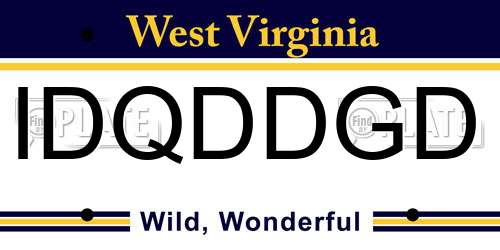IDQDDGD West Virginia License Plate