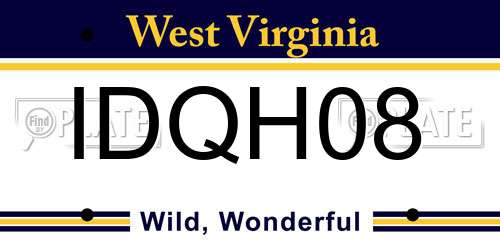 IDQH08 West Virginia License Plate