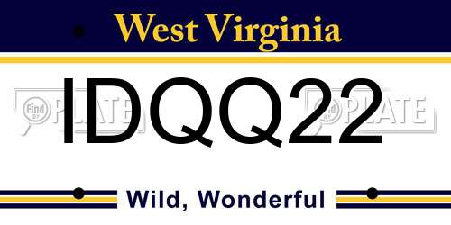 IDQQ22 West Virginia License Plate
