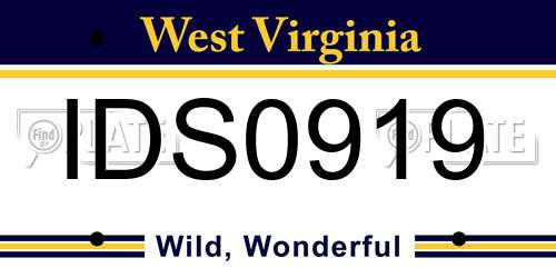 IDS0919 West Virginia License Plate