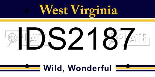 IDS2187 West Virginia License Plate
