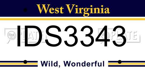 IDS3343 West Virginia License Plate