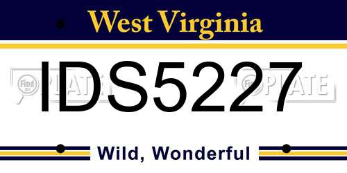 IDS5227 West Virginia License Plate