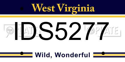 IDS5277 West Virginia License Plate