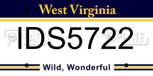 IDS5722 West Virginia License Plate