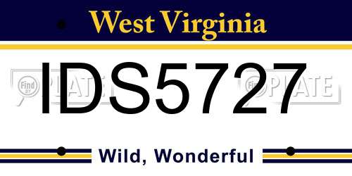 IDS5727 West Virginia License Plate