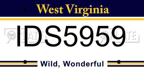 IDS5959 West Virginia License Plate
