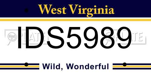 IDS5989 West Virginia License Plate
