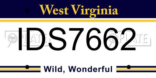 IDS7662 West Virginia License Plate