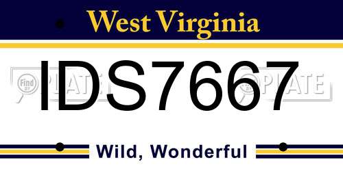 IDS7667 West Virginia License Plate