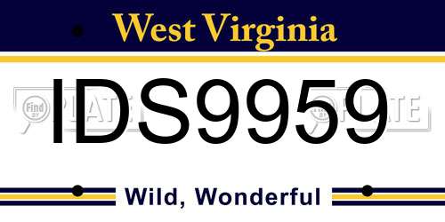 IDS9959 West Virginia License Plate