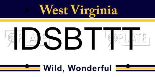 IDSBTTT West Virginia License Plate