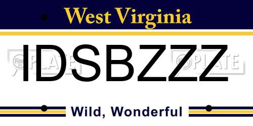 IDSBZZZ West Virginia License Plate