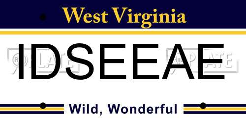 IDSEEAE West Virginia License Plate
