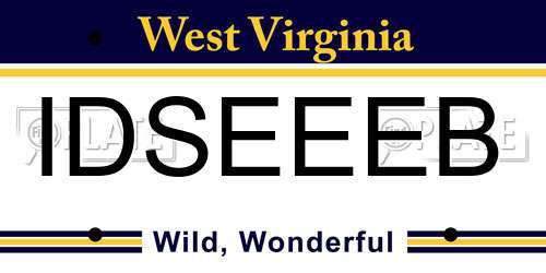 IDSEEEB West Virginia License Plate