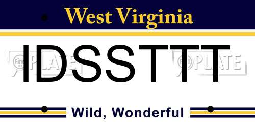 IDSSTTT West Virginia License Plate