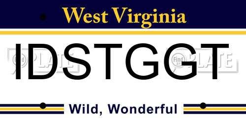 IDSTGGT West Virginia License Plate