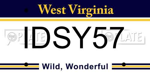 IDSY57 West Virginia License Plate