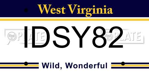 IDSY82 West Virginia License Plate