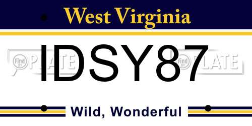 IDSY87 West Virginia License Plate