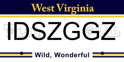 IDSZGGZ West Virginia License Plate